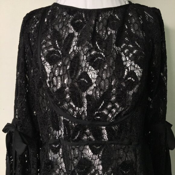 New Free People Women's Black Boho Lace Long Sleeve Dress Size Small - Picture 2 of 15